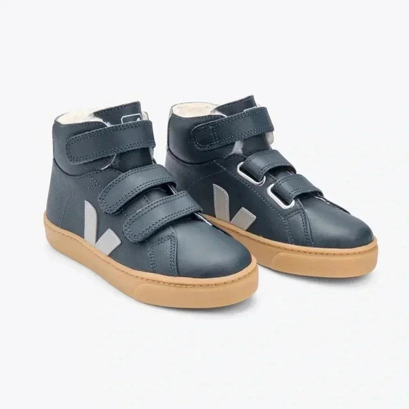 VEJA Esplar Mid Top Fur Lined Shearling Leather Sneakers Nautico PLEASE READ - Picture 1 of 11